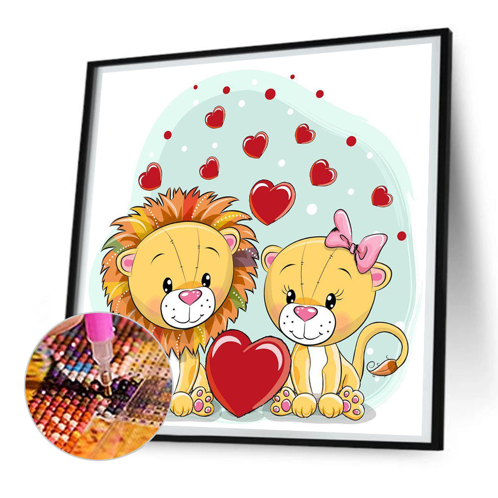 Love Lion - Full Round Drill Diamond Painting 30*30CM