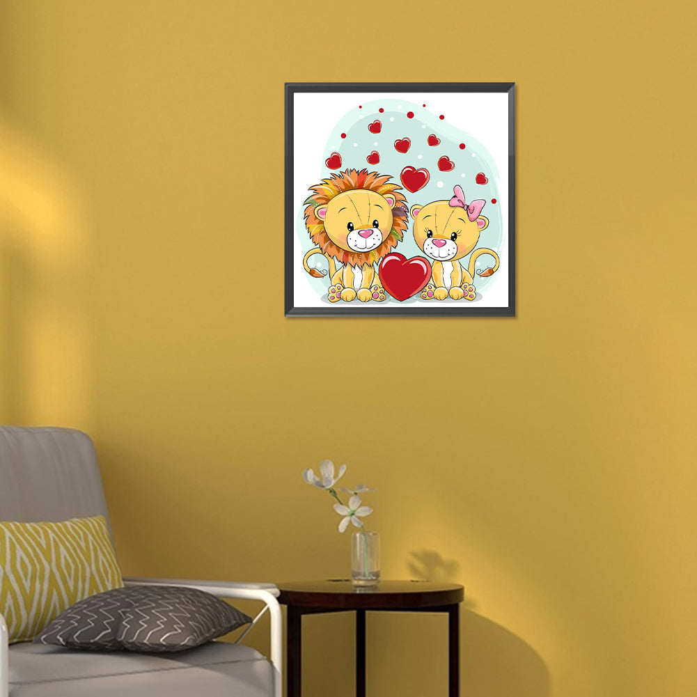 Love Lion - Full Round Drill Diamond Painting 30*30CM