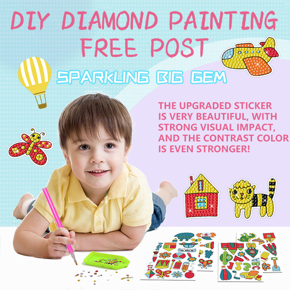 4pcs Diamond Painting Stickers Abstract 5D Gem Sticker Arts Crafts DIY Toys Kits