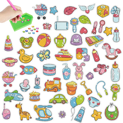 4pcs Diamond Painting Stickers Abstract 5D Gem Sticker Arts Crafts DIY Toys Kits