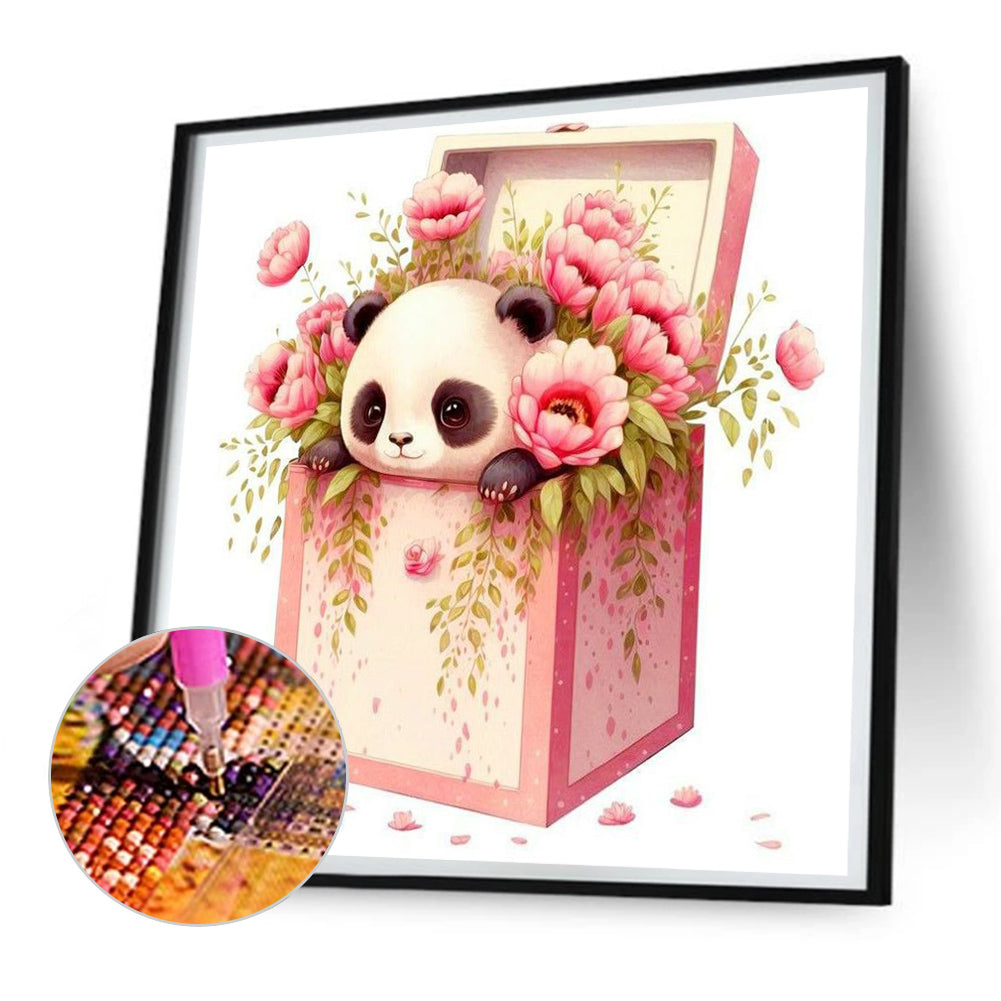 Flowers And Pandas - Full Round Drill Diamond Painting 30*30CM