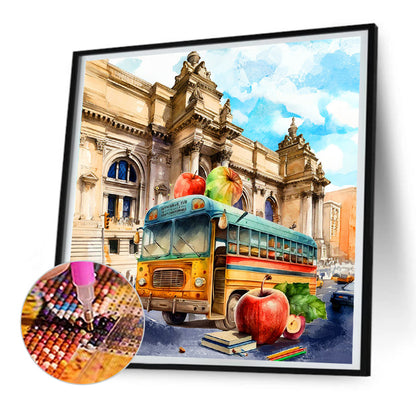 School Bus - Full Round Drill Diamond Painting 30*30CM