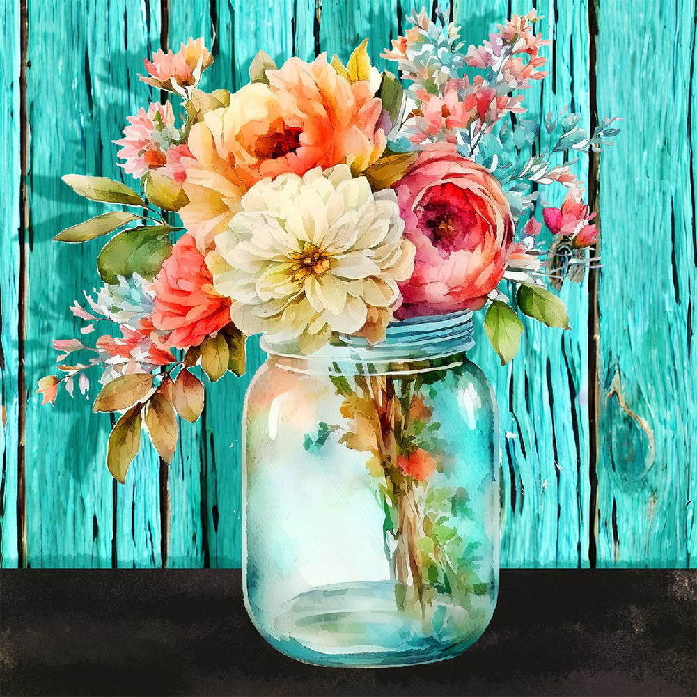 Jar Of Flowers - Full Round Drill Diamond Painting 30*30CM