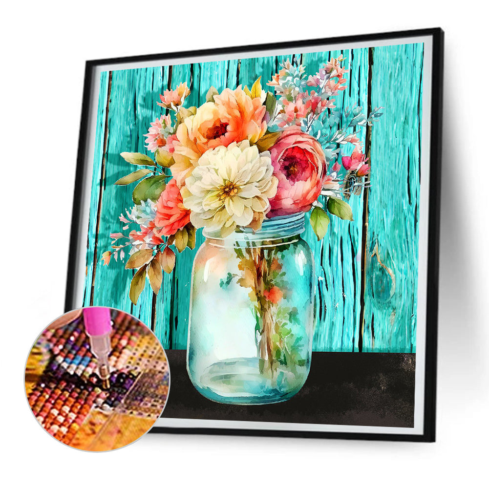 Jar Of Flowers - Full Round Drill Diamond Painting 30*30CM