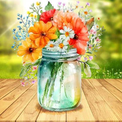 Jar Of Flowers - Full Round Drill Diamond Painting 30*30CM