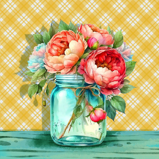 Jar Of Flowers - Full Round Drill Diamond Painting 30*30CM