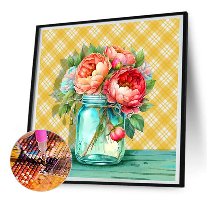 Jar Of Flowers - Full Round Drill Diamond Painting 30*30CM