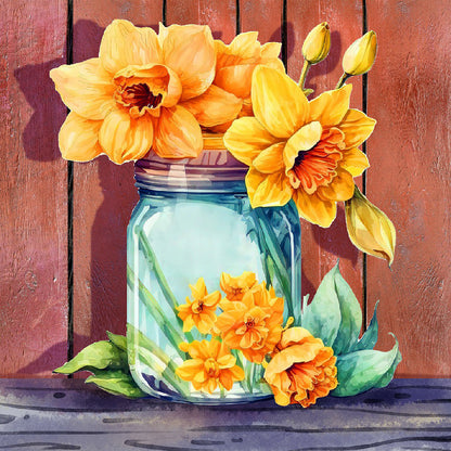 Jar Of Flowers - Full Round Drill Diamond Painting 30*30CM