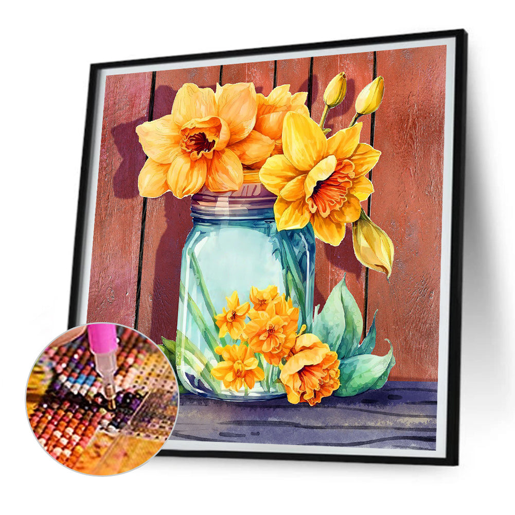 Jar Of Flowers - Full Round Drill Diamond Painting 30*30CM