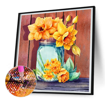 Jar Of Flowers - Full Round Drill Diamond Painting 30*30CM