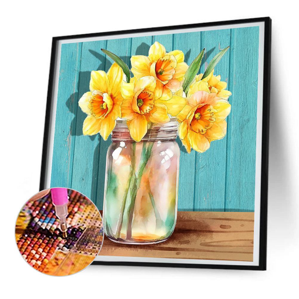 Jar Of Flowers - Full Round Drill Diamond Painting 30*30CM