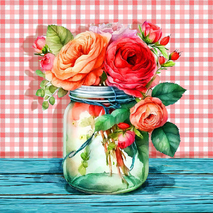 Jar Of Flowers - Full Round Drill Diamond Painting 30*30CM