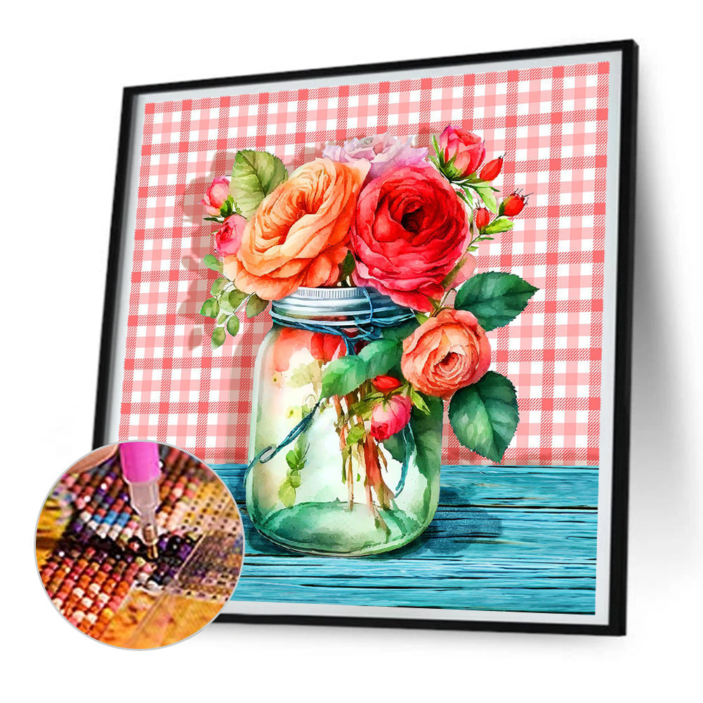 Jar Of Flowers - Full Round Drill Diamond Painting 30*30CM