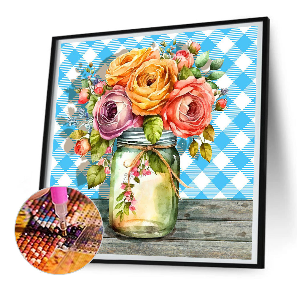 Jar Of Flowers - Full Round Drill Diamond Painting 30*30CM