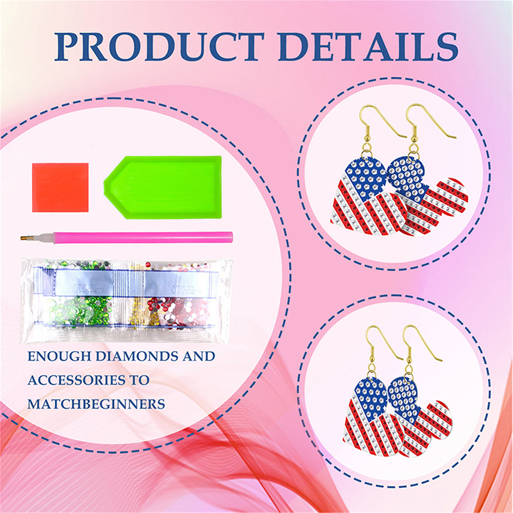 DIY 2 Pairs Diamond Painting Earrings Special Shaped Double Sided Jewelry