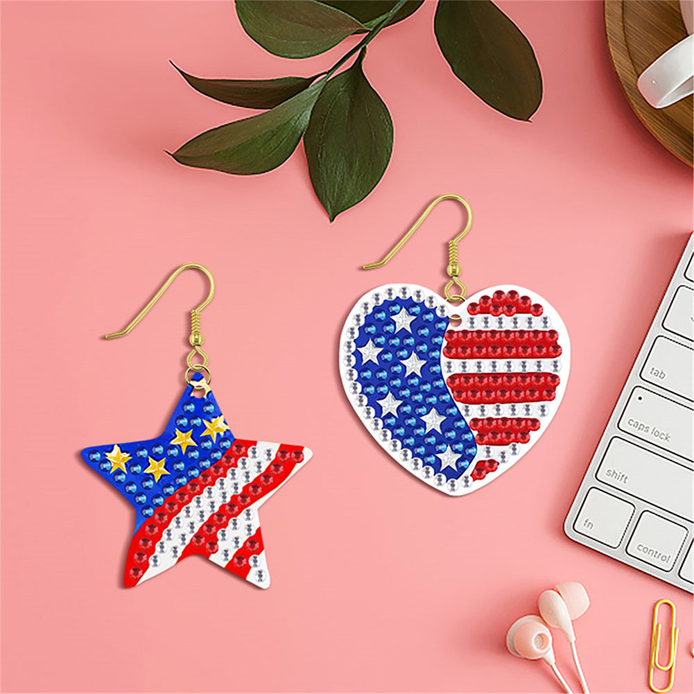 DIY 2 Pairs Diamond Painting Earrings Special Shaped Double Sided Jewelry