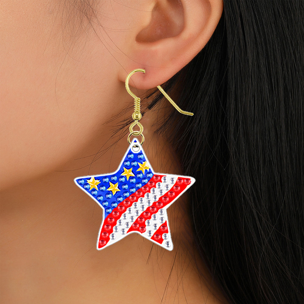 DIY 2 Pairs Diamond Painting Earrings Special Shaped Double Sided Jewelry
