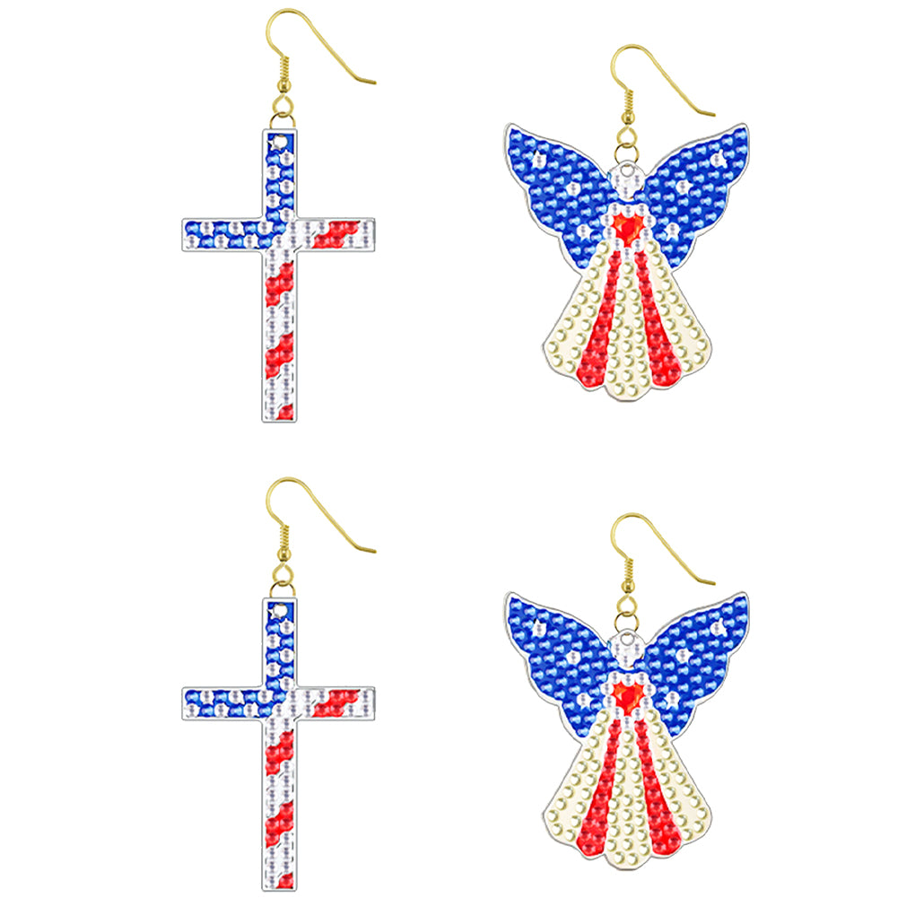 DIY 2 Pairs Diamond Painting Earrings Special Shaped Double Sided Jewelry