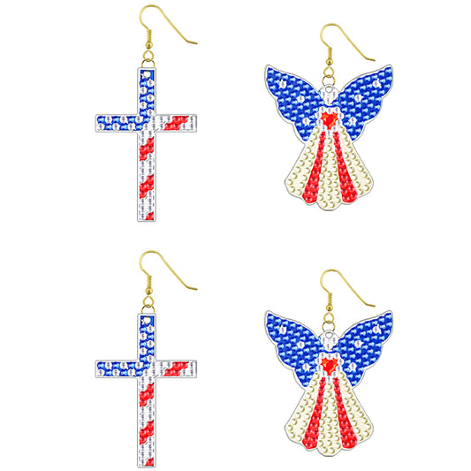 DIY 2 Pairs Diamond Painting Earrings Special Shaped Double Sided Jewelry