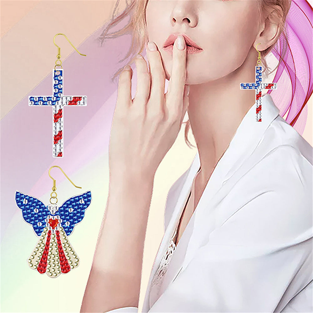 DIY 2 Pairs Diamond Painting Earrings Special Shaped Double Sided Jewelry