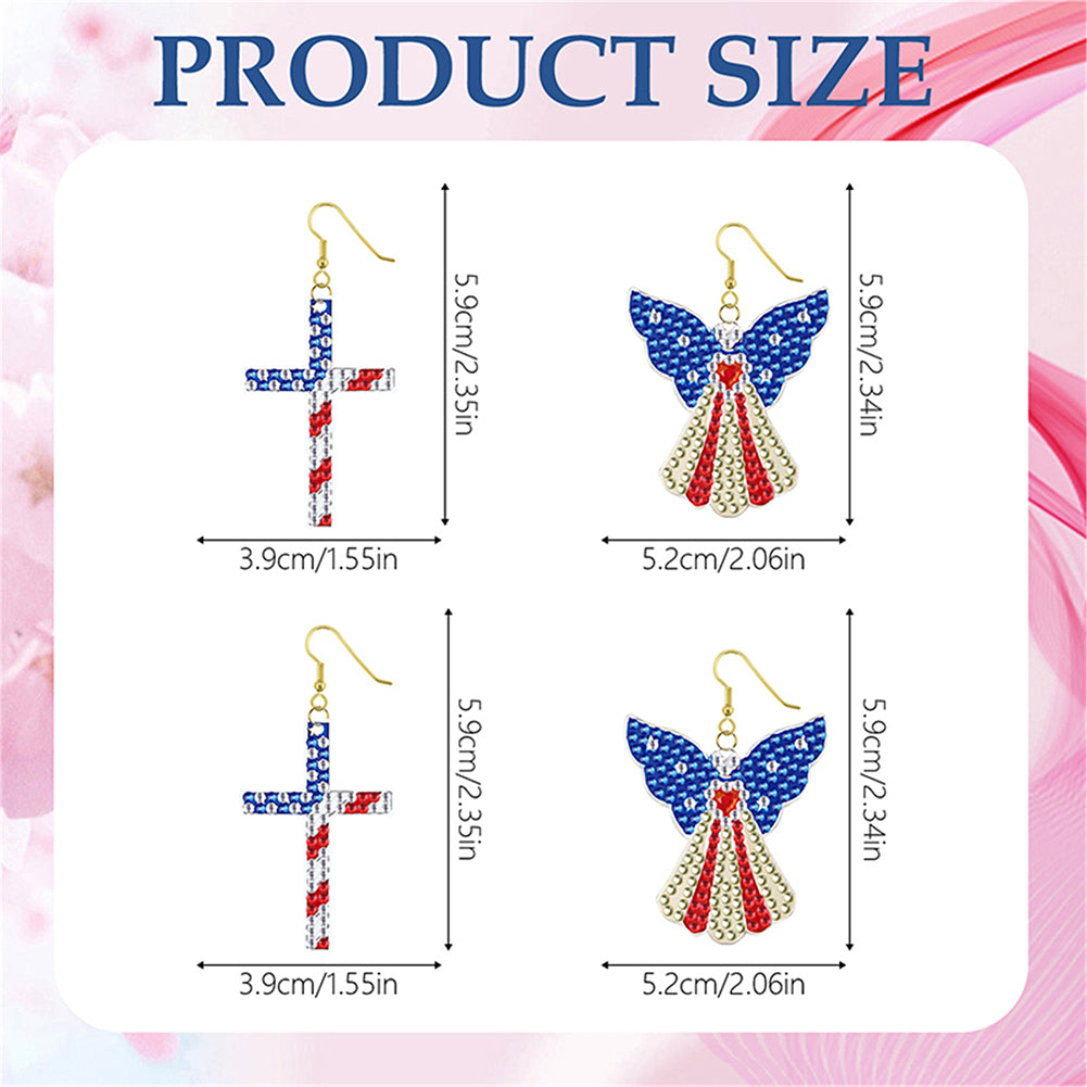 DIY 2 Pairs Diamond Painting Earrings Special Shaped Double Sided Jewelry