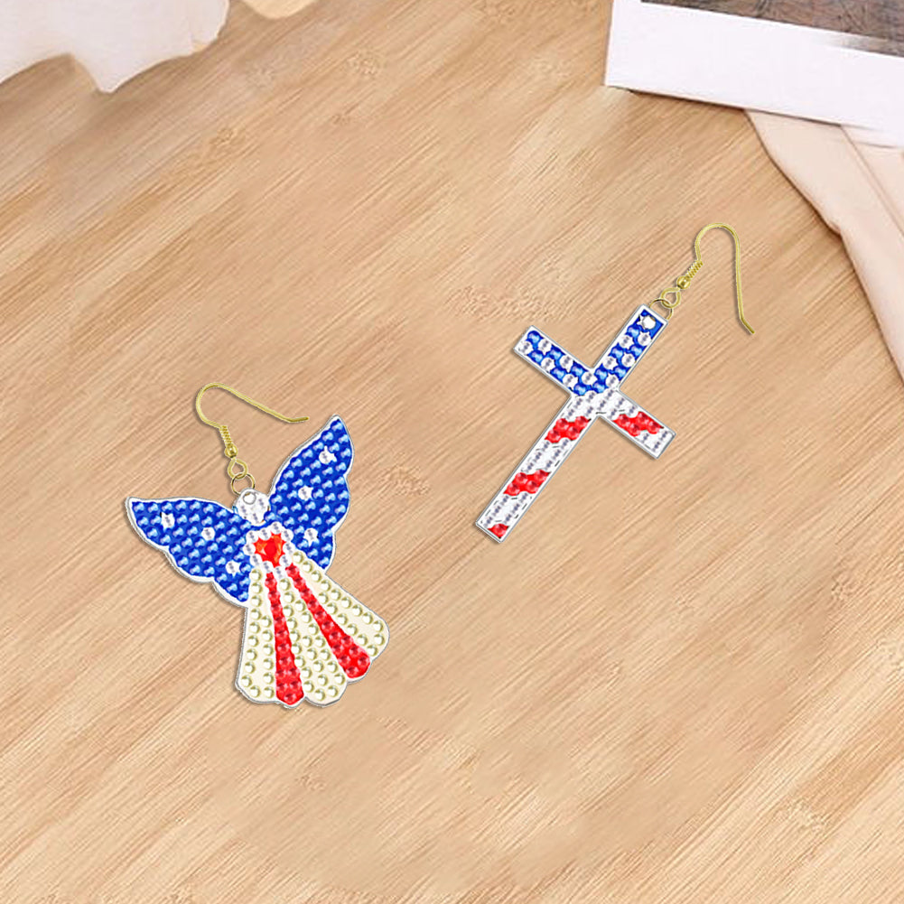 DIY 2 Pairs Diamond Painting Earrings Special Shaped Double Sided Jewelry