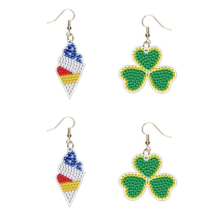 DIY 2 Pairs Diamond Painting Earrings Special Shaped Double Sided Jewelry