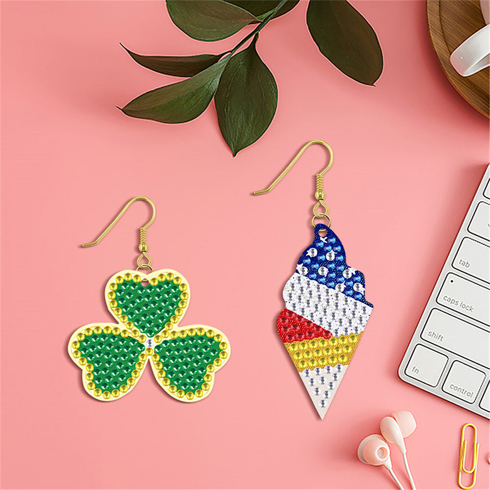 DIY 2 Pairs Diamond Painting Earrings Special Shaped Double Sided Jewelry