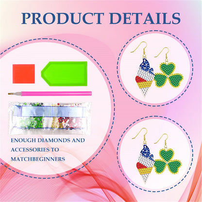 DIY 2 Pairs Diamond Painting Earrings Special Shaped Double Sided Jewelry