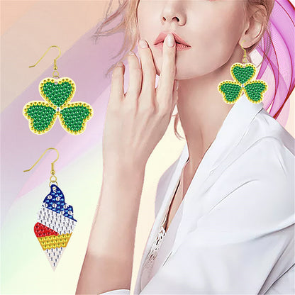 DIY 2 Pairs Diamond Painting Earrings Special Shaped Double Sided Jewelry