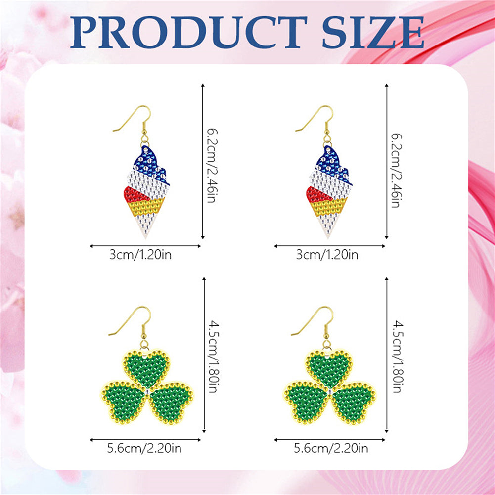 DIY 2 Pairs Diamond Painting Earrings Special Shaped Double Sided Jewelry