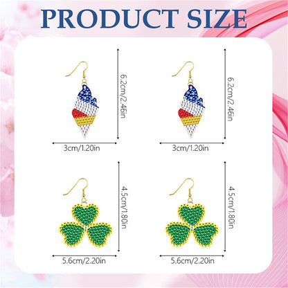 DIY 2 Pairs Diamond Painting Earrings Special Shaped Double Sided Jewelry