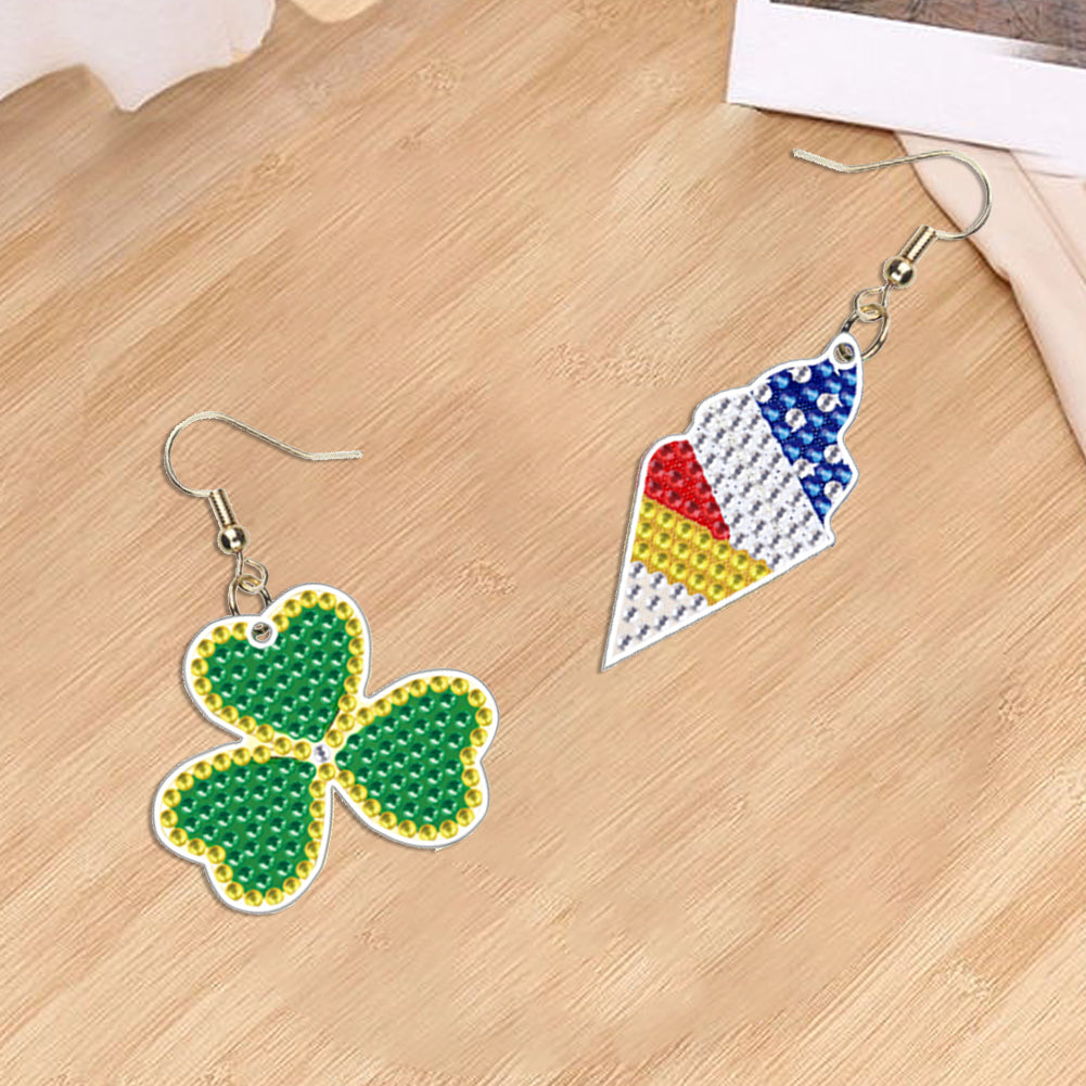 DIY 2 Pairs Diamond Painting Earrings Special Shaped Double Sided Jewelry
