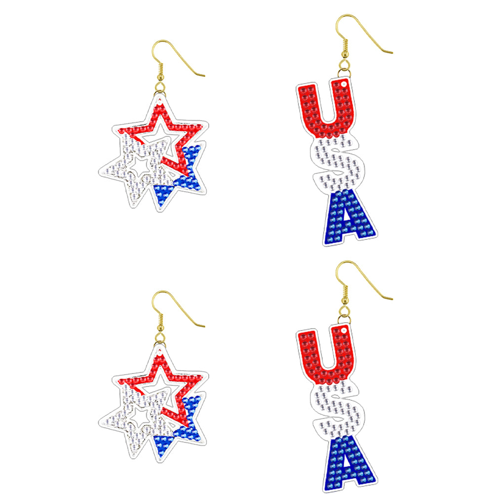 DIY 2 Pairs Diamond Painting Earrings Special Shaped Double Sided Jewelry