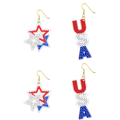 DIY 2 Pairs Diamond Painting Earrings Special Shaped Double Sided Jewelry