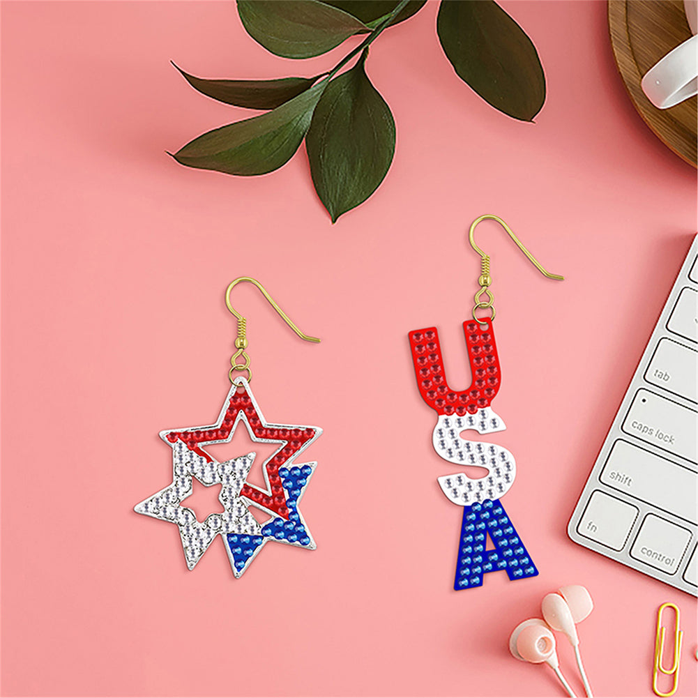 DIY 2 Pairs Diamond Painting Earrings Special Shaped Double Sided Jewelry