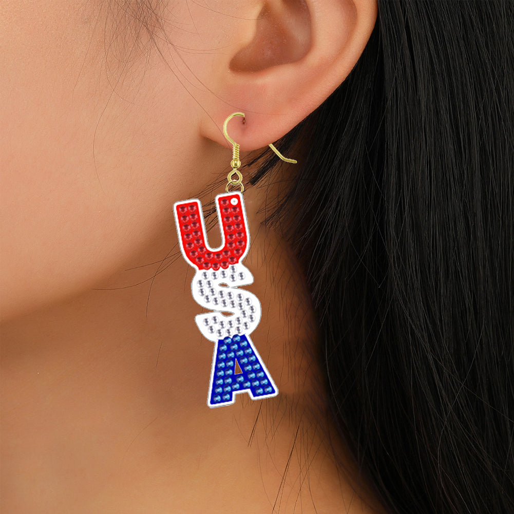 DIY 2 Pairs Diamond Painting Earrings Special Shaped Double Sided Jewelry