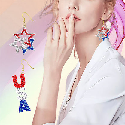 DIY 2 Pairs Diamond Painting Earrings Special Shaped Double Sided Jewelry