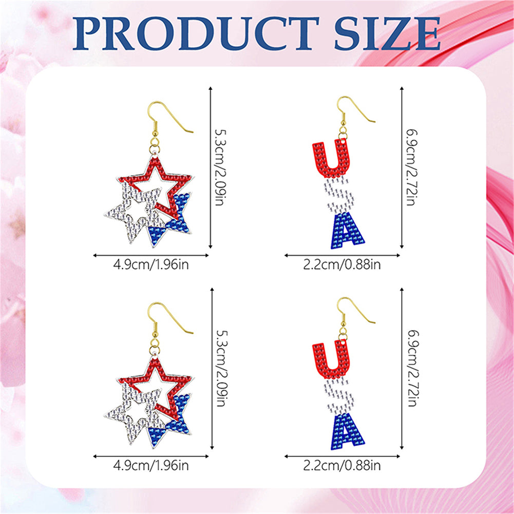DIY 2 Pairs Diamond Painting Earrings Special Shaped Double Sided Jewelry