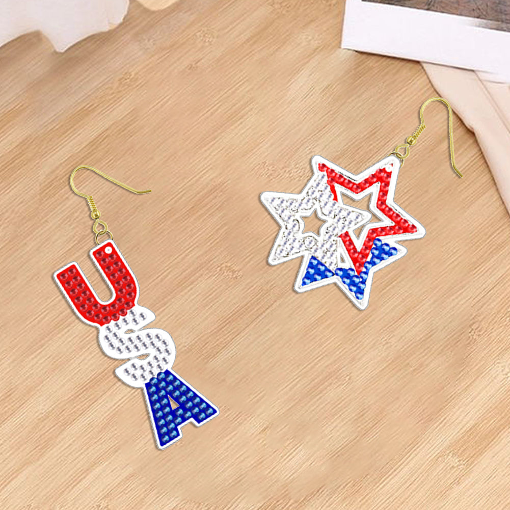 DIY 2 Pairs Diamond Painting Earrings Special Shaped Double Sided Jewelry