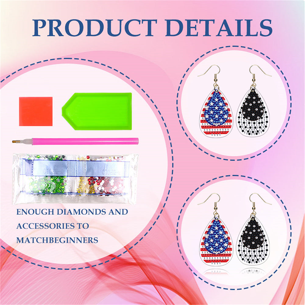 DIY 2 Pairs Diamond Painting Earrings Special Shaped Double Sided Jewelry