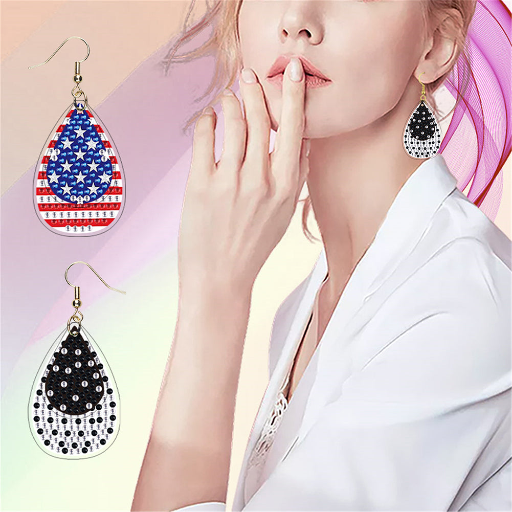 DIY 2 Pairs Diamond Painting Earrings Special Shaped Double Sided Jewelry