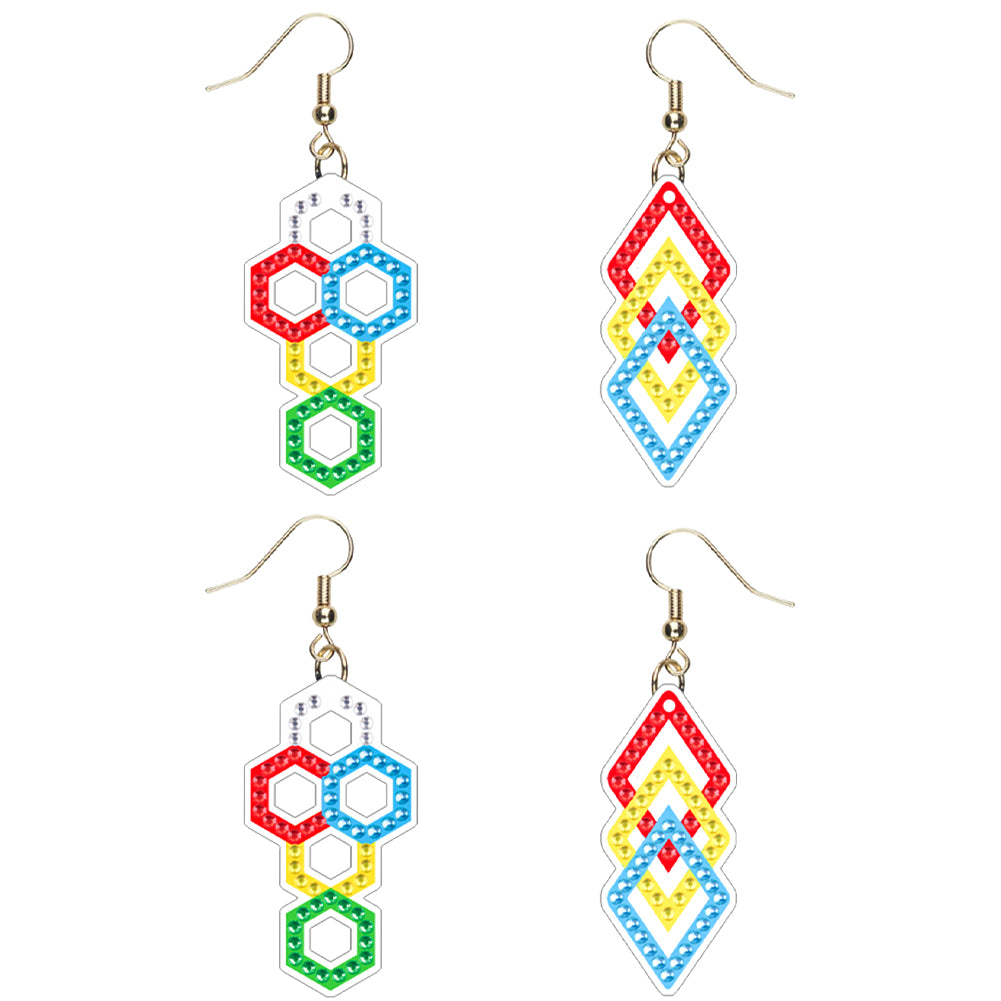 DIY 2 Pairs Diamond Painting Earrings Special Shaped Double Sided Jewelry