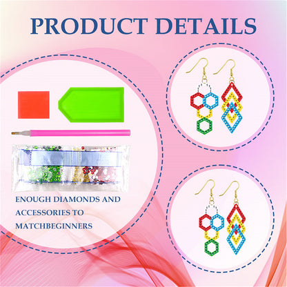 DIY 2 Pairs Diamond Painting Earrings Special Shaped Double Sided Jewelry