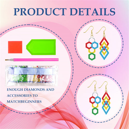 DIY 2 Pairs Diamond Painting Earrings Special Shaped Double Sided Jewelry