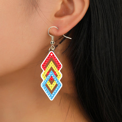 DIY 2 Pairs Diamond Painting Earrings Special Shaped Double Sided Jewelry