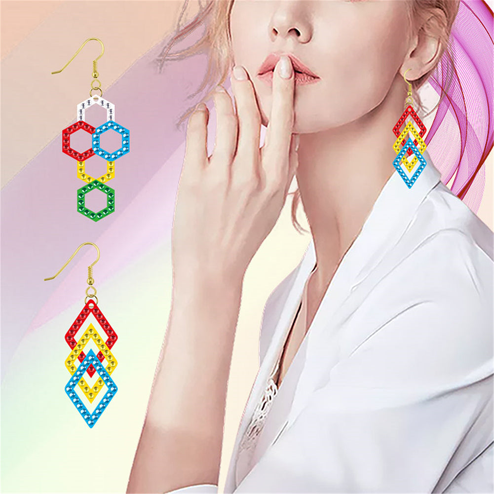 DIY 2 Pairs Diamond Painting Earrings Special Shaped Double Sided Jewelry