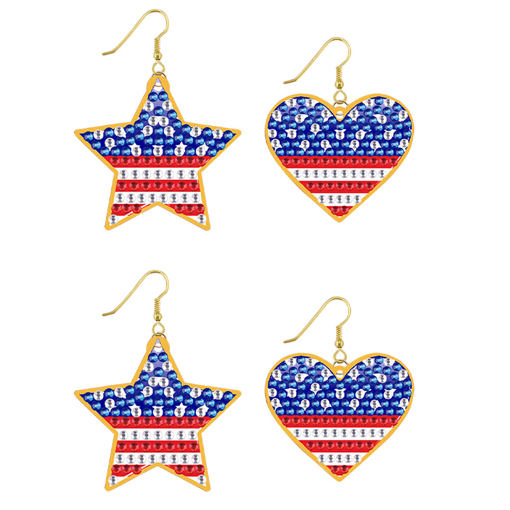 DIY 2 Pairs Diamond Painting Earrings Special Shaped Double Sided Jewelry