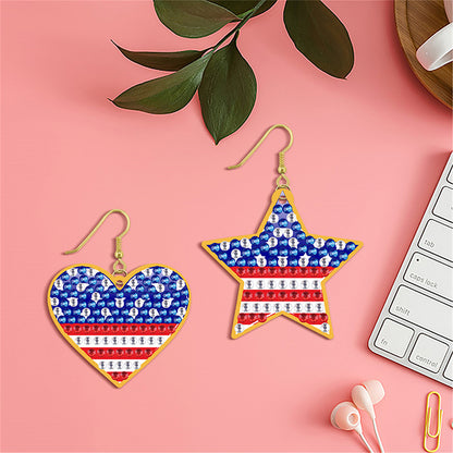 DIY 2 Pairs Diamond Painting Earrings Special Shaped Double Sided Jewelry