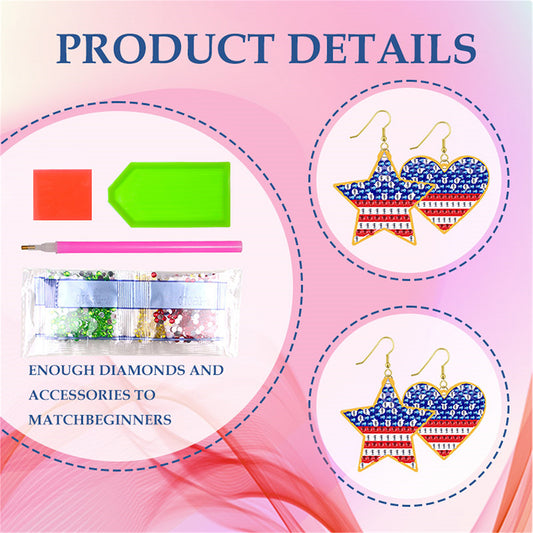 DIY 2 Pairs Diamond Painting Earrings Special Shaped Double Sided Jewelry